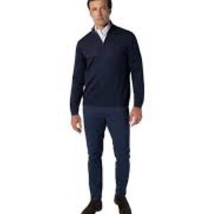 Men's Navy Blue Pima Cotton Quarter-Zip Sweatshirt Sweater